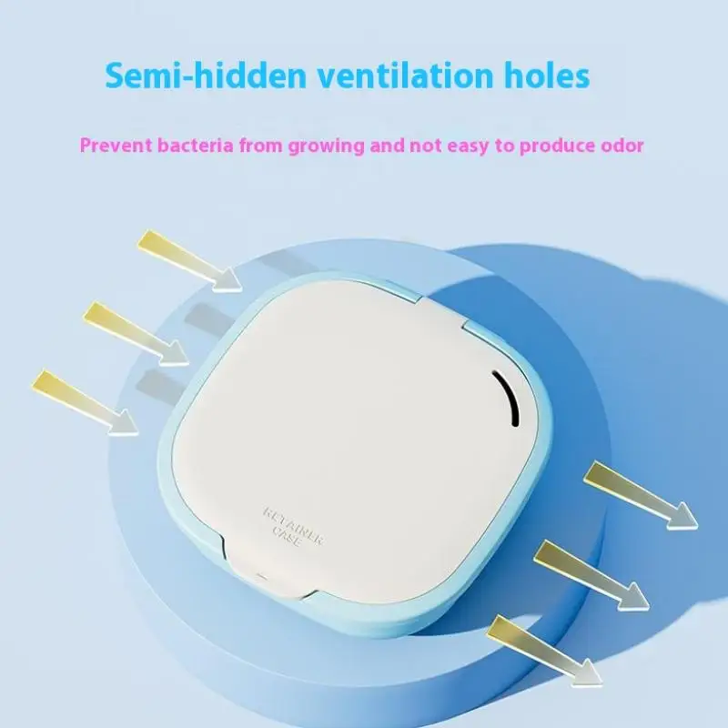 Dental Retainer Case With Drain Basket Portable Mouth Guard False Teeth Denture Storage Box Teeth Aligner Braces Case