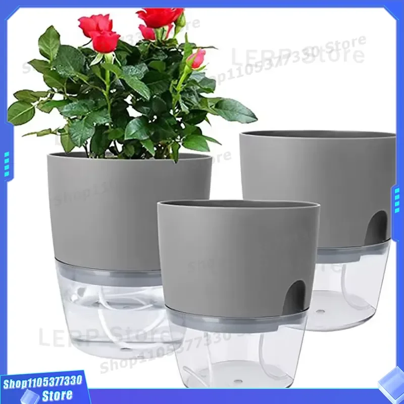 6 Inch Self Watering Planter Automatic Suction Flower Pot Indoor Plant Container Hydroponic Garden Decor for Home Office