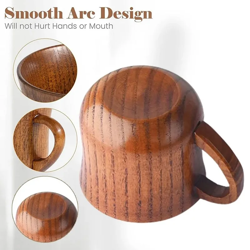 

130ml Wooden Solid Wood Cup with Handle Sour Jujube Solid Wood Water Tea Cup Trumpet Cup For Kitchen Living Room Coffee Tool