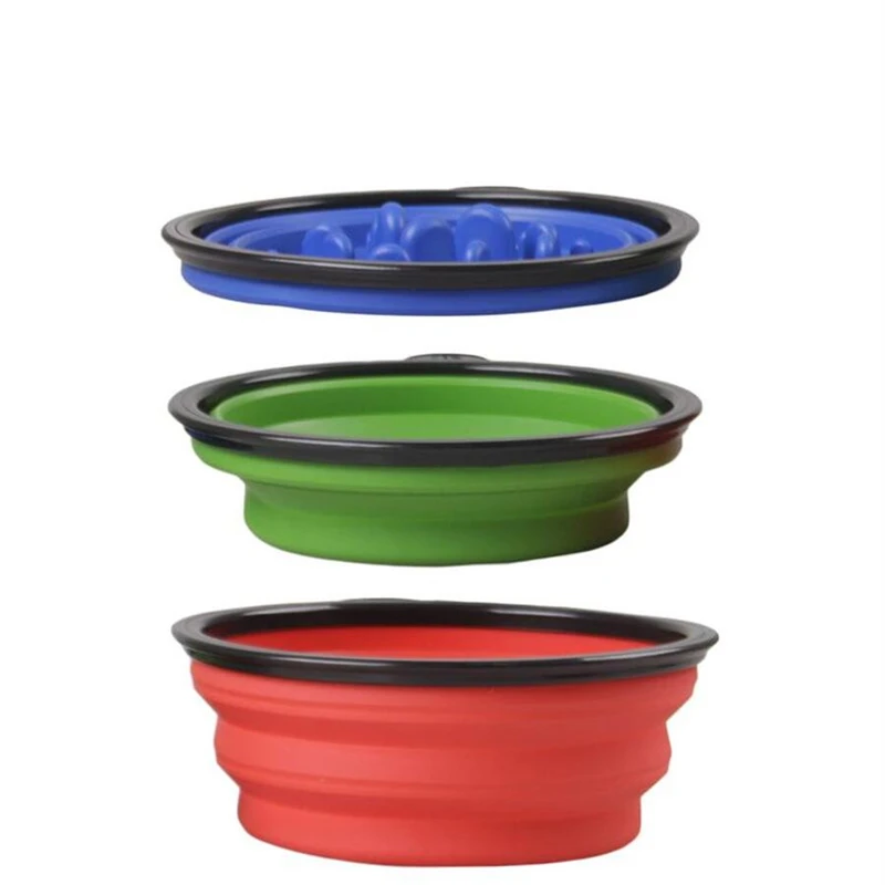 1000ml Large SlowFeeding Collapsible Dog Pet Folding Silicone Bowl Outdoor Travel Portable Puppy Food Container Feeder Dish Bowl