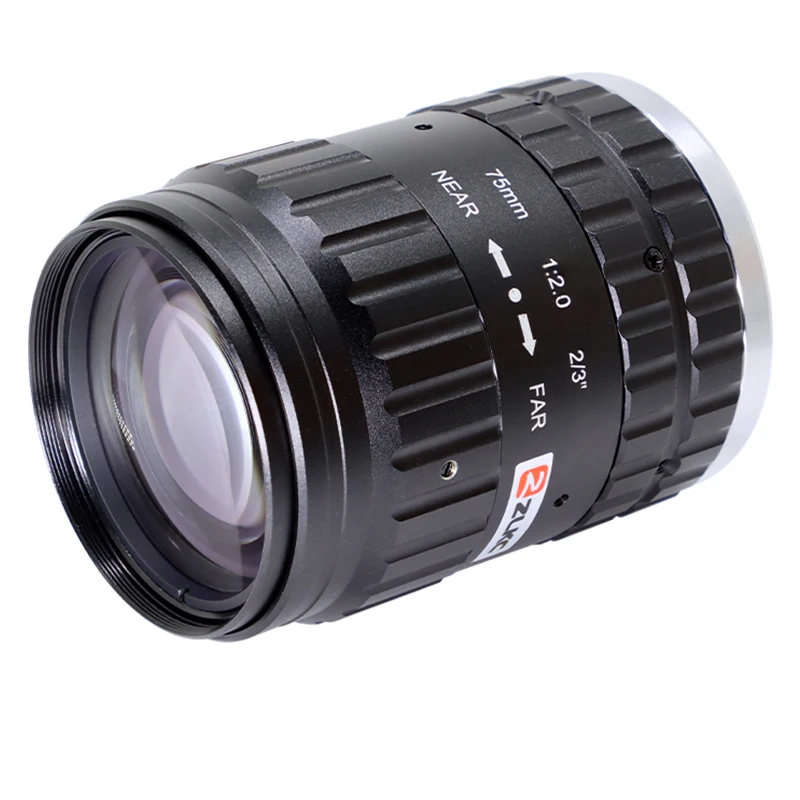 ZLKC 75 мм объектив с креплением C 2/3 дюйма 10 мегапикселей ручная диафрагма F2.0 машинного зрения с низким уровнем искажений FA 10MP промышленные инспекционные камеры