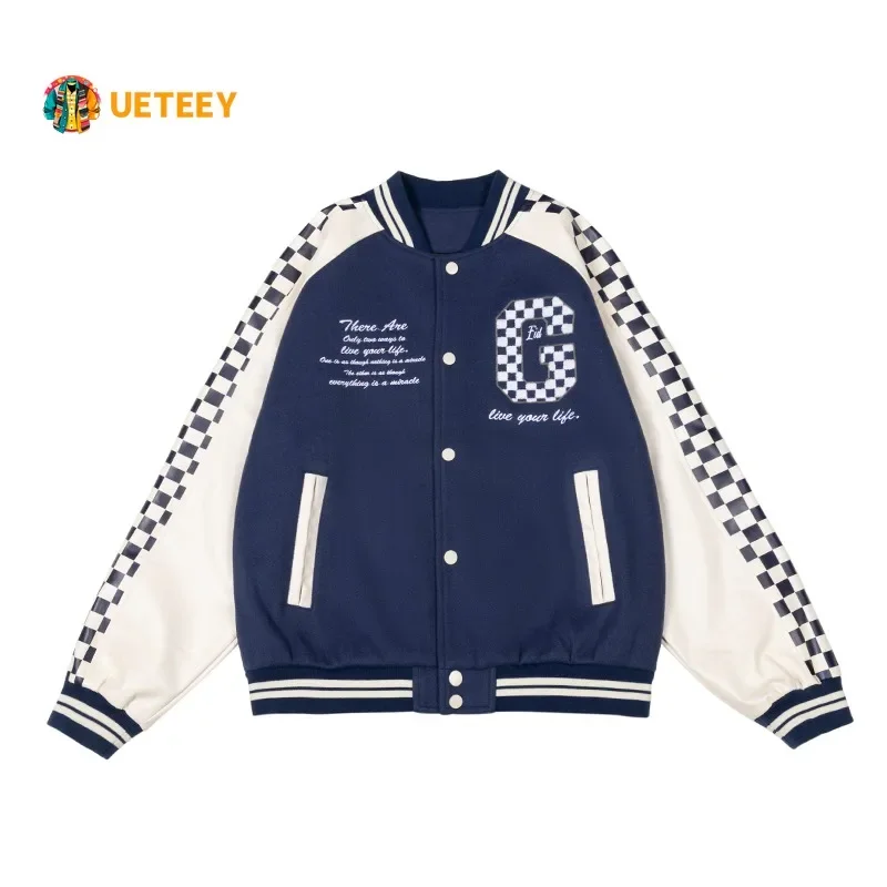 Retro Leather Baseball Jacket Men 2024 Embroidered Hip-hop High Street Racing Loose Fashionable Couple Varsity Coat Streetwear