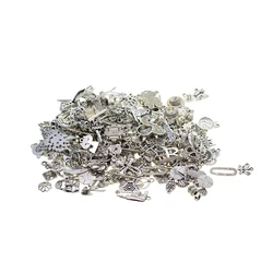 100 Grams  Charms Dangle Assortment Styles of Antique Silver Connector