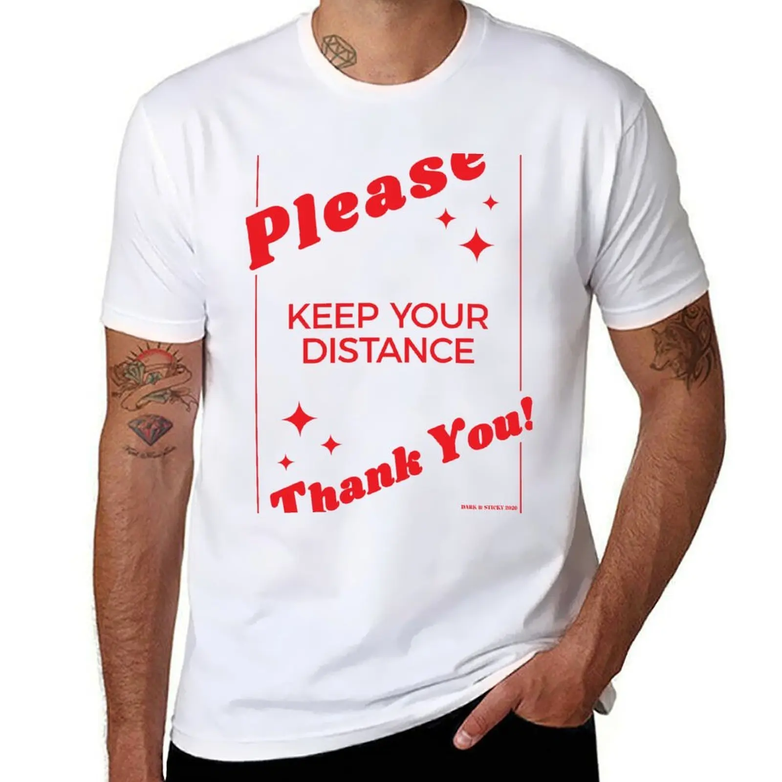 

Please Keep Your Distance (red) T-Shirt man t shirt heavy cotton t shirts with prints T-Shirt