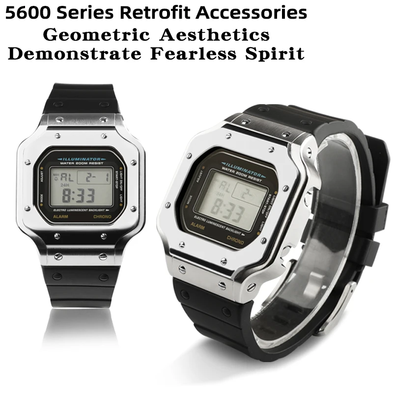 Совместим с металлическим корпусом DW5600 GW-B5600 и резиновым ремешком для модификаций спортивных часов.