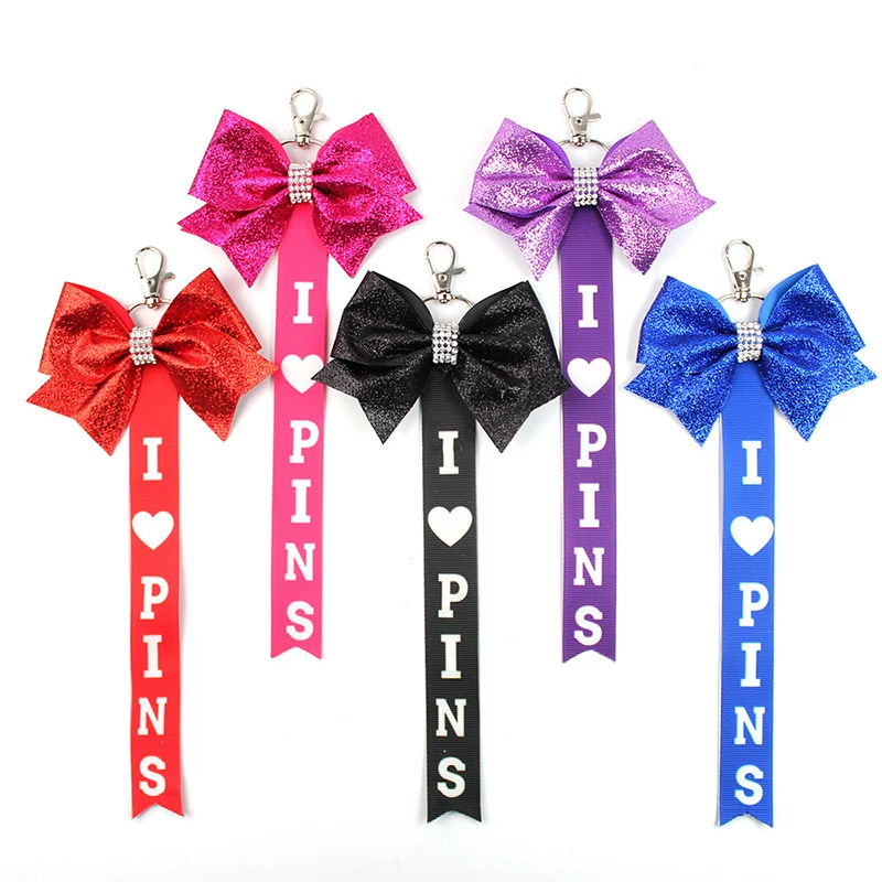 Cheerleader Gifts Cheer Colored Bowknot Keychain Pendant Rhinestones Cheer Keychain Backpack Decoration Accessories Gifts