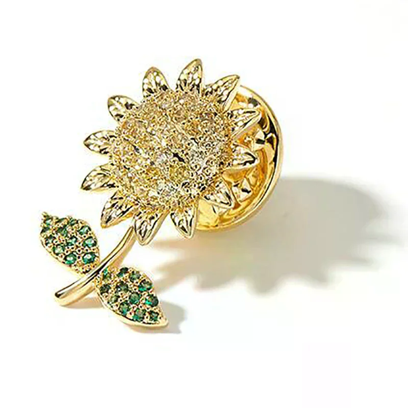 Bowknot Sunflower Rhinestone Crystal Brooch Wedding Dress Up Bouquet Corsage Accessories Party Jewelry Gift