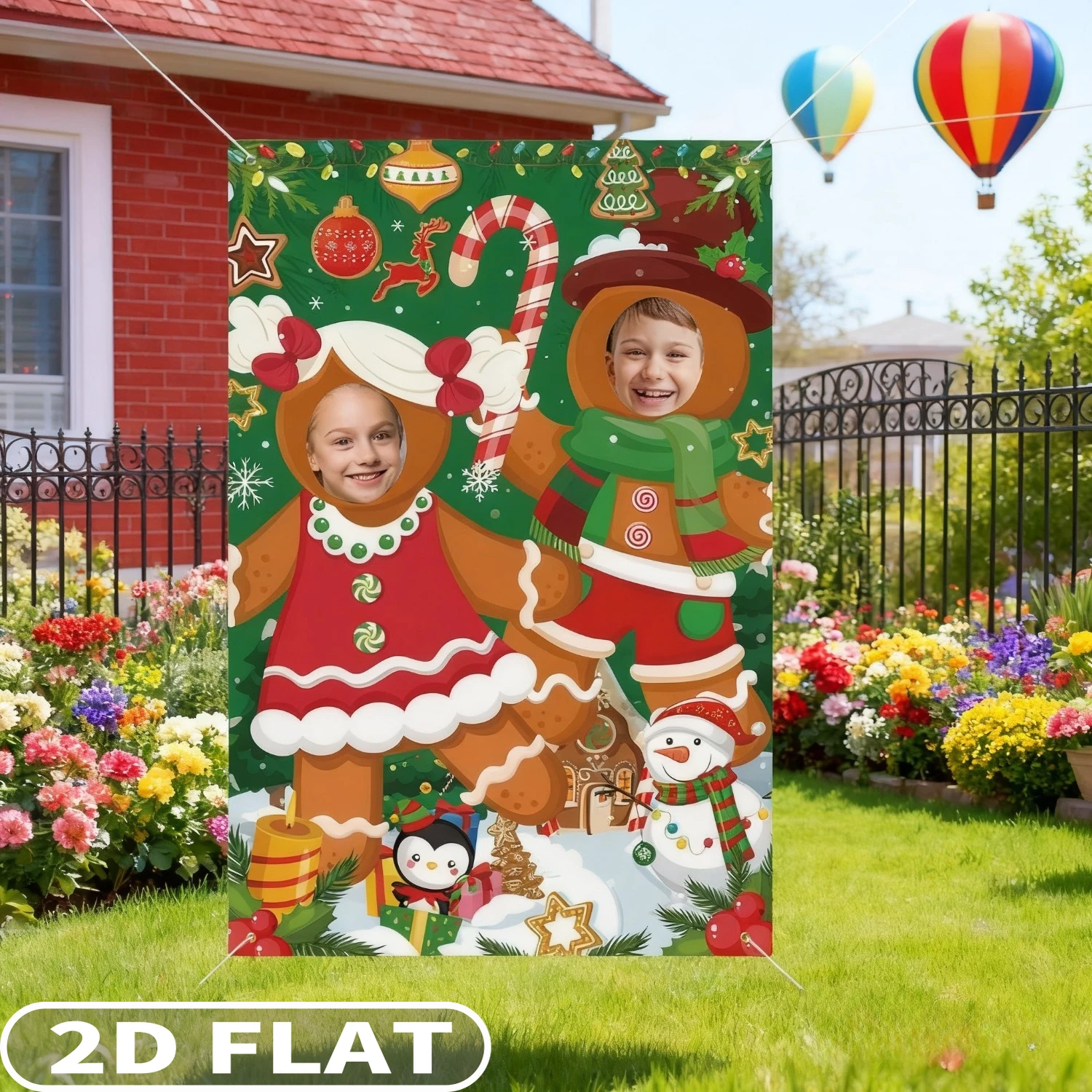 

1pc Christmas Photo Door Party Banner, Christmas Gingerbread Man Photo Prop Background Banner for Christmas Party Supplies