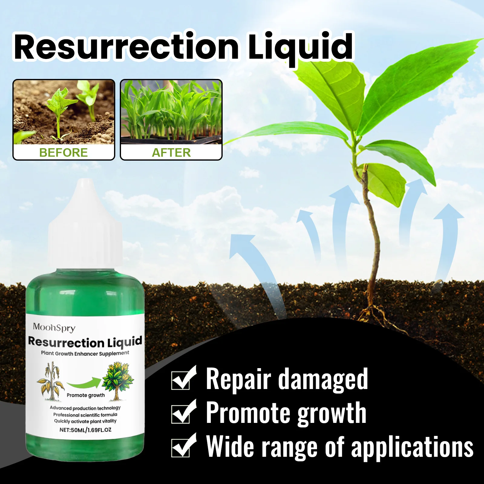 Plant Resurrection Liquid Concentrated Nutrient Solution Promote Rapid Root Growth Flowers Tree Hydroponic Plant Growth Enhancer