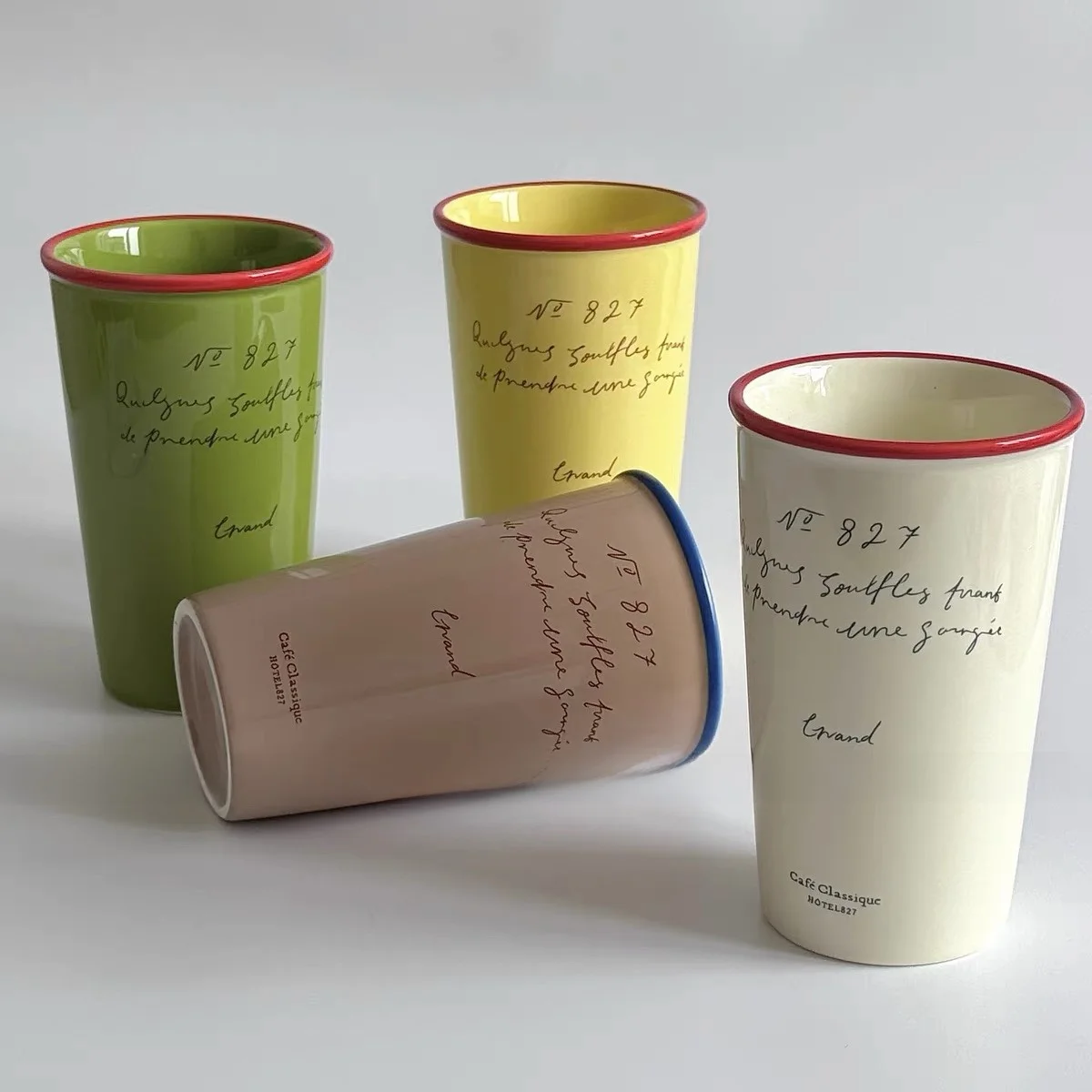 Retro High-Tube Letter Coffee Cup Ins Handheld Mug for Universal Capaci Water Cup