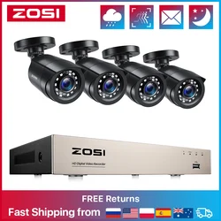 ZOSI-sistema de cámaras de seguridad para el hogar, Kit de videovigilancia TVI de 8 canales, 1080P, DVR con cable, visión nocturna, impermeable, para interior y exterior