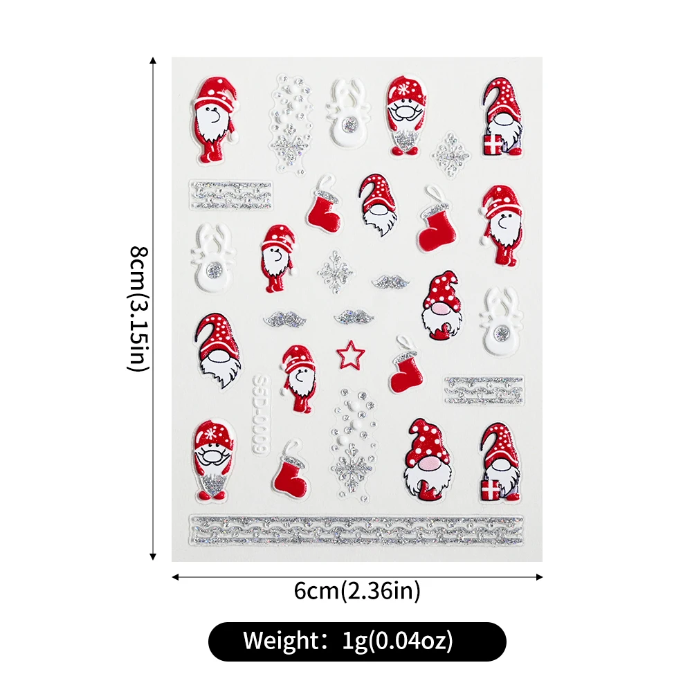 1 Uds. De bolas de nieve plateadas, pegatinas navideñas para uñas 5D, árbol de Navidad, cascabeles de copo de nieve, diseño adhesivo, calcomanías para uñas, suministros para uñas de invierno