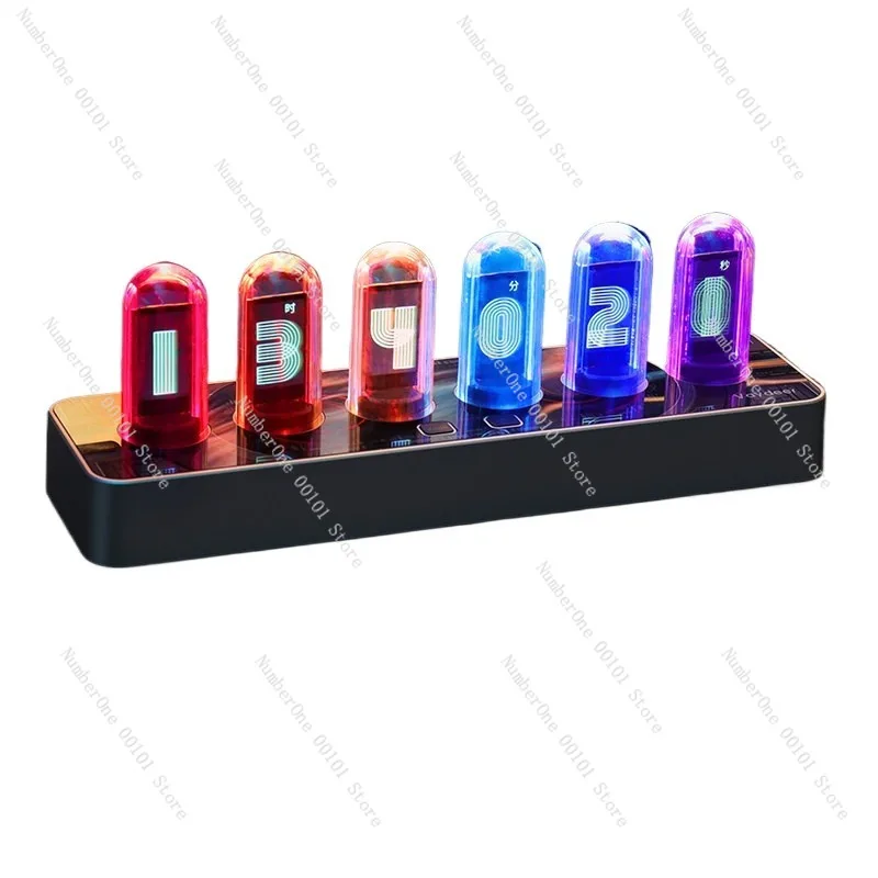 

Цифровые LED-часы RGB с трубчатым дисплеем, креативные настольные часы, красочная атмосферная лампа для дома, офиса, гейминга, декоративное украшение