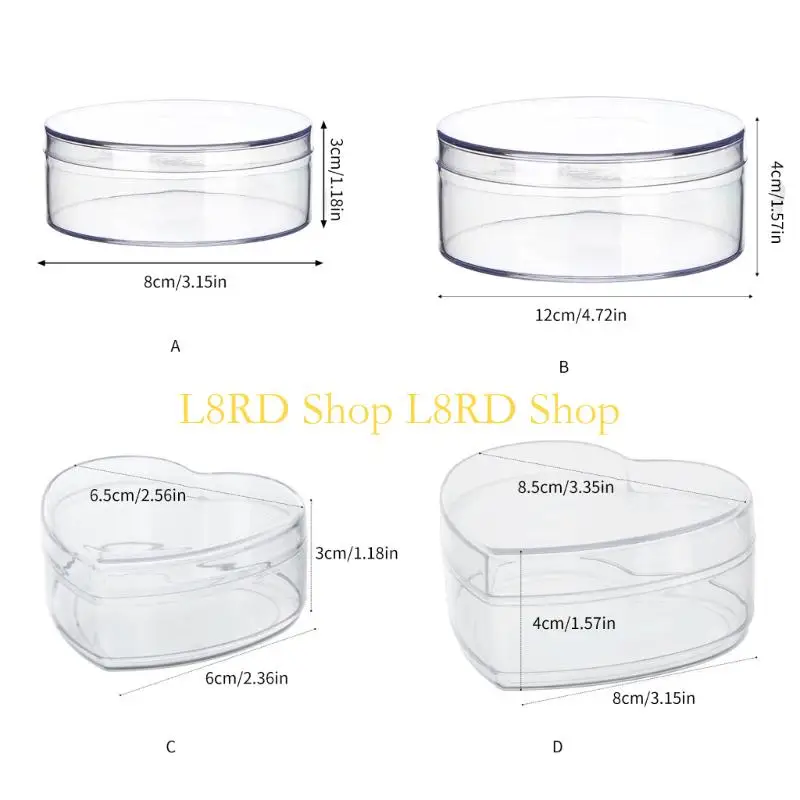 L8RD Acrylic Box Round/Heart Clear Box Container with Lid Clear Acrylic Plastic Jewelry Box Acrylic Storage Box for Candy