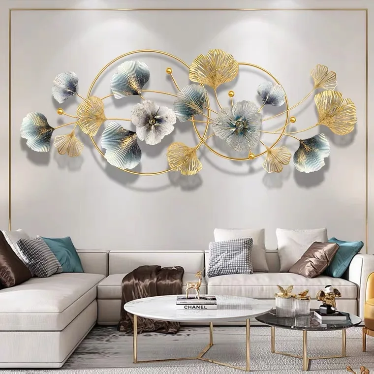 Disassembly and assembly of new Chinese ginkgo biloba three-dimensional wall hanging home wrought iron  decoration