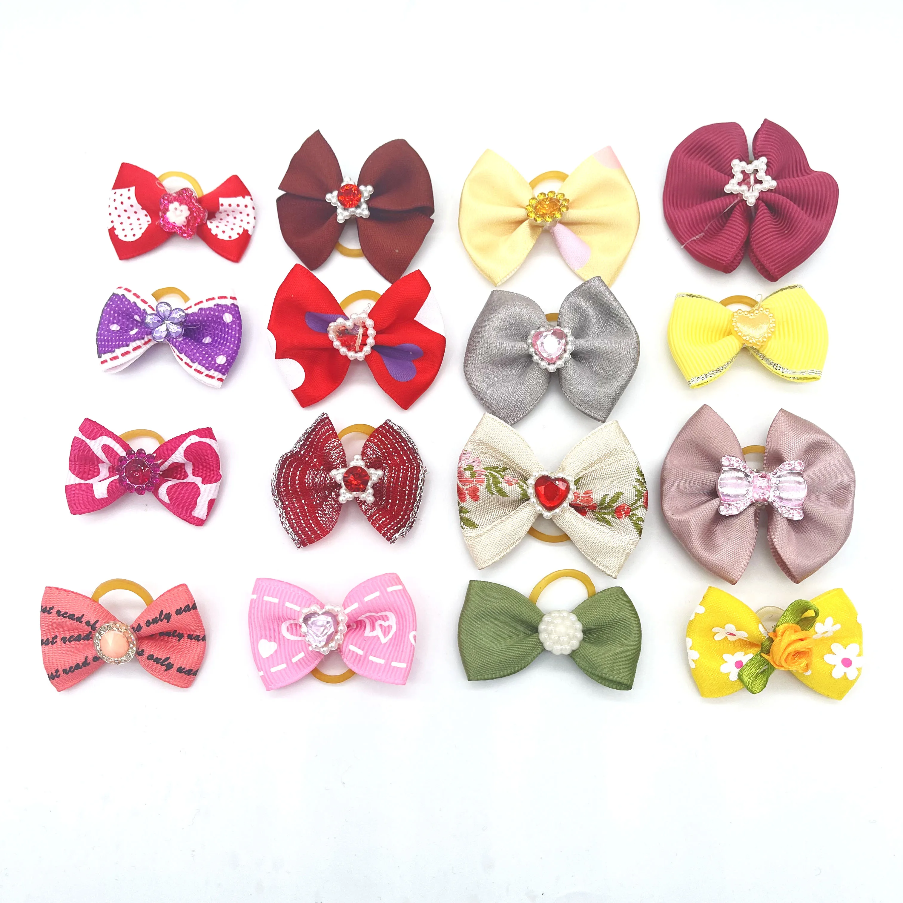 100pcs Cute Dog Hair Bows Dog Topknot Multicoloured Puppy Hair Bows Bright Flower Peals Pet Headwear Grooming Products