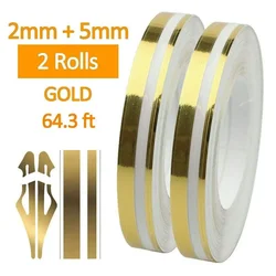 2Pcs Gold Car Stripe Tape Decal Vinyl Car Stickers Scratch-proof Double Line Stripe Stickers Tape For Car Left/Right Front
