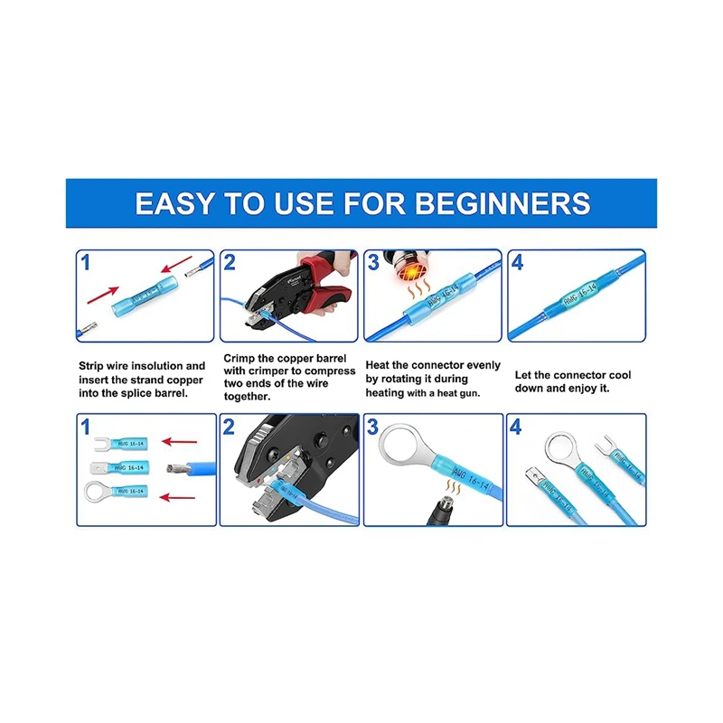 560PC Marine Grade Heat Shrink Wire Connectors-Electrical Connectors Kit AWG22-10 Waterproof Insulated Crimp Connector