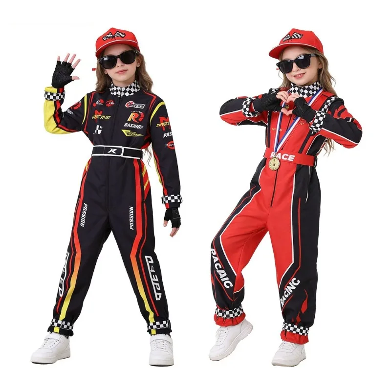 

Halloween Cosplay Costume Off Road Car Racing Long Sleeved Printed Jumpsuit Suit Theme Party Role Playing Outfits for Boys Girls