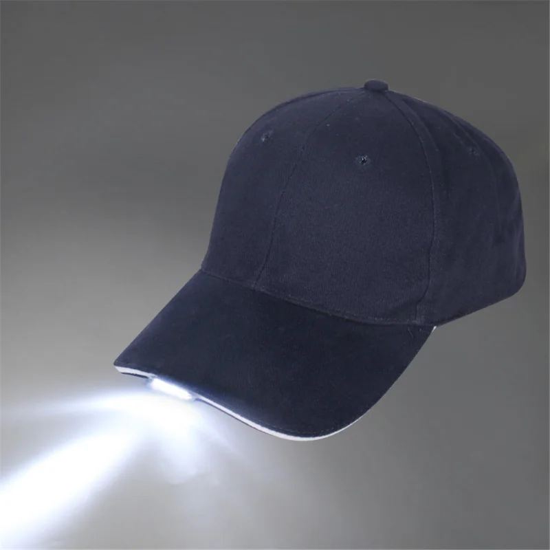 Gorra con linterna LED para exteriores, gorro de béisbol con linterna LED alimentada por batería para pesca, Jogging y senderismo