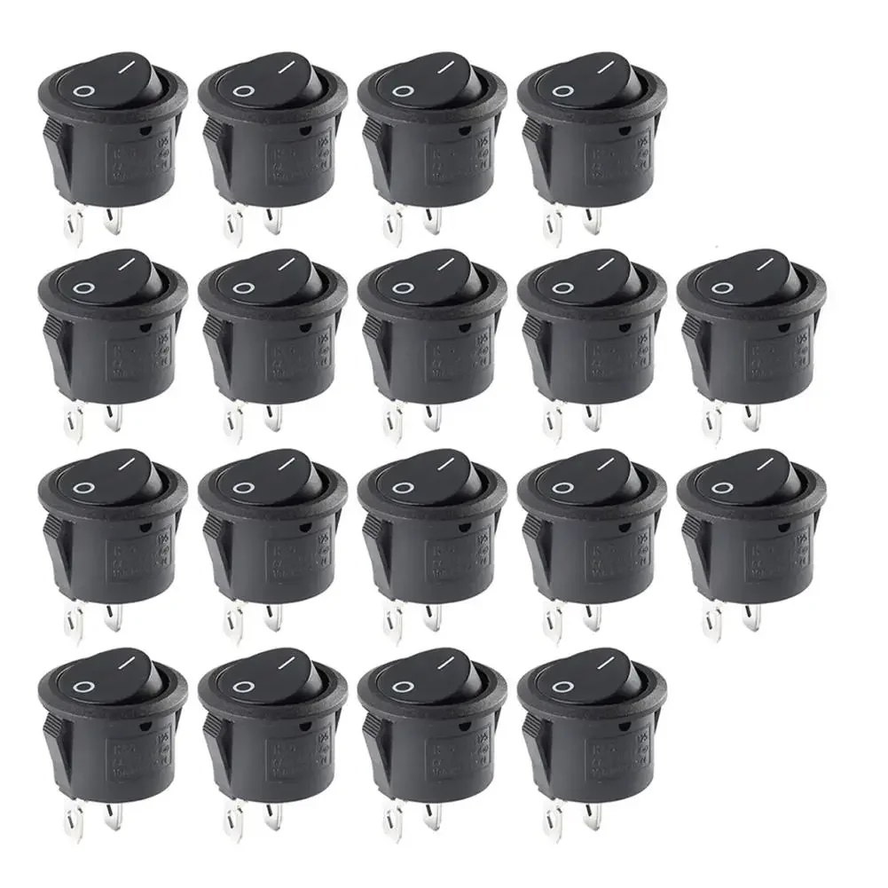 

20pcs Circular Ship Type Switch 2 Pin KCD1-105 Open 20 OD 23M Two Pins No Light On Round Rocker Switch Power Switch