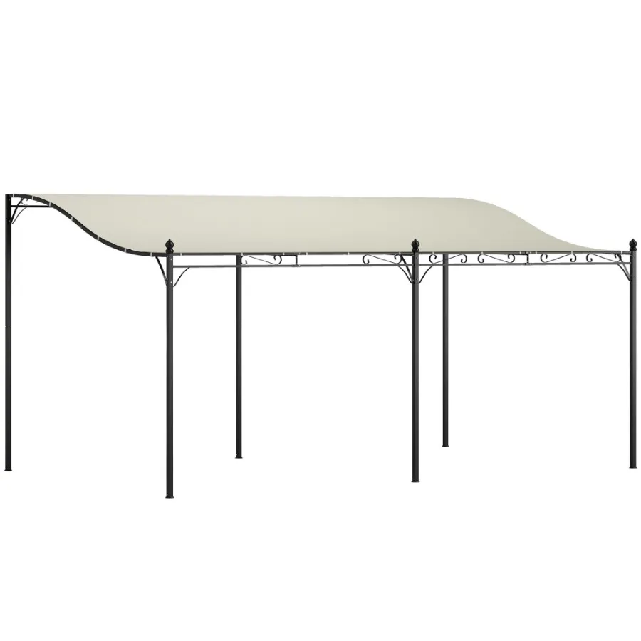 

10' x 16' Outdoor Pergola Canopy Metal Patio Canopy with Drainage Holes for Backyard Garden Cream White