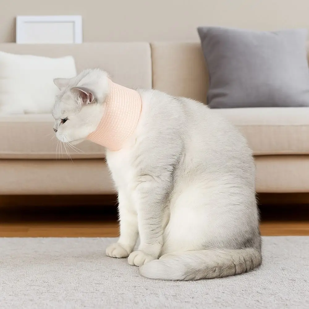 メッシュ猫用回復カラー ソフト調整可能ペット用舐め防止カラー 快適で通気性のある犬用ネックサポートカラー グルーミング用