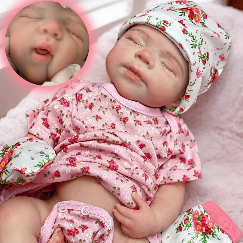 

Моющаяся 18-дюймовая паста с открытым ртом, однотонная силиконовая кукла Bebe Reborn Girl, 3D краска для кожи, реалистичная, реалистичная, для новорожденных Dol
