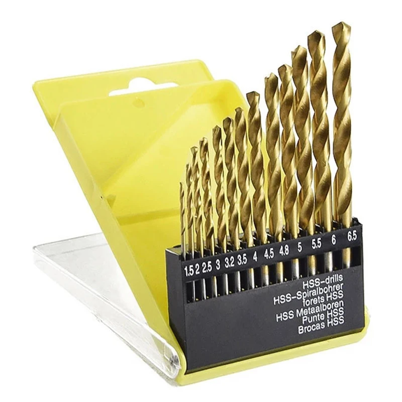 13Pcs High-speed Steel Twist Drill Bits Set Metric Drill Bits Kit For Glass Metal Tile Concrete Electric Tool Accessories