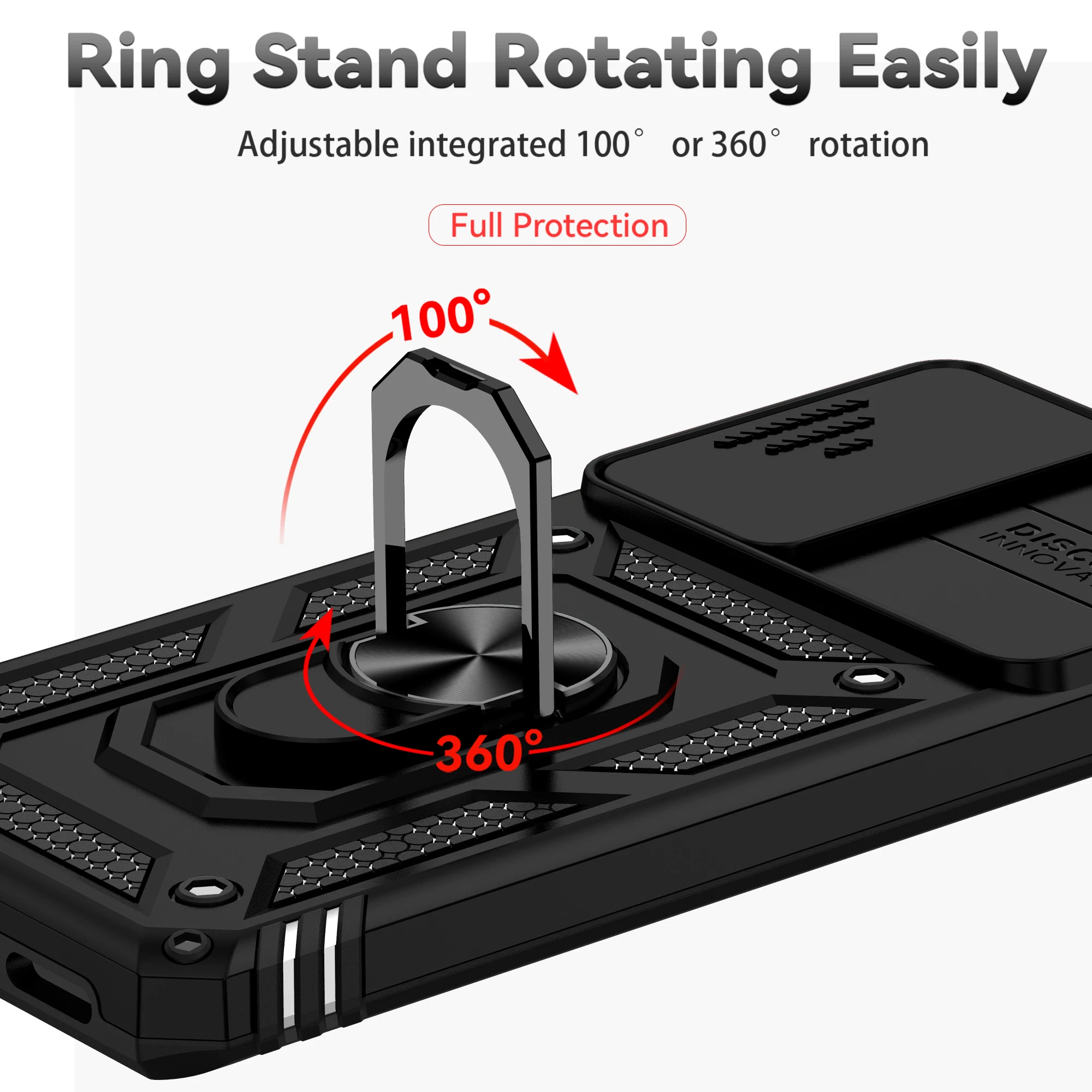 Luxus-Rüstungshülle für Xiaomi 11T 12, 12X13, 13T, 14T, Pro Lite, Ringhalter, Schiebeobjektiv, Ständer, Telefonabdeckung, Schutz, stoßfest – Detail 6