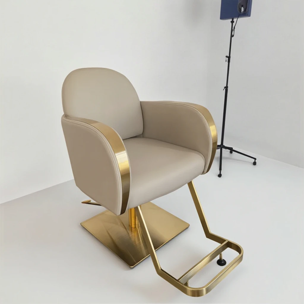 Luxury Gold Square Base Rotating Small Hair Salon Styling Chair Modern Adjustable Beauty Shop Barber Chair for Sale