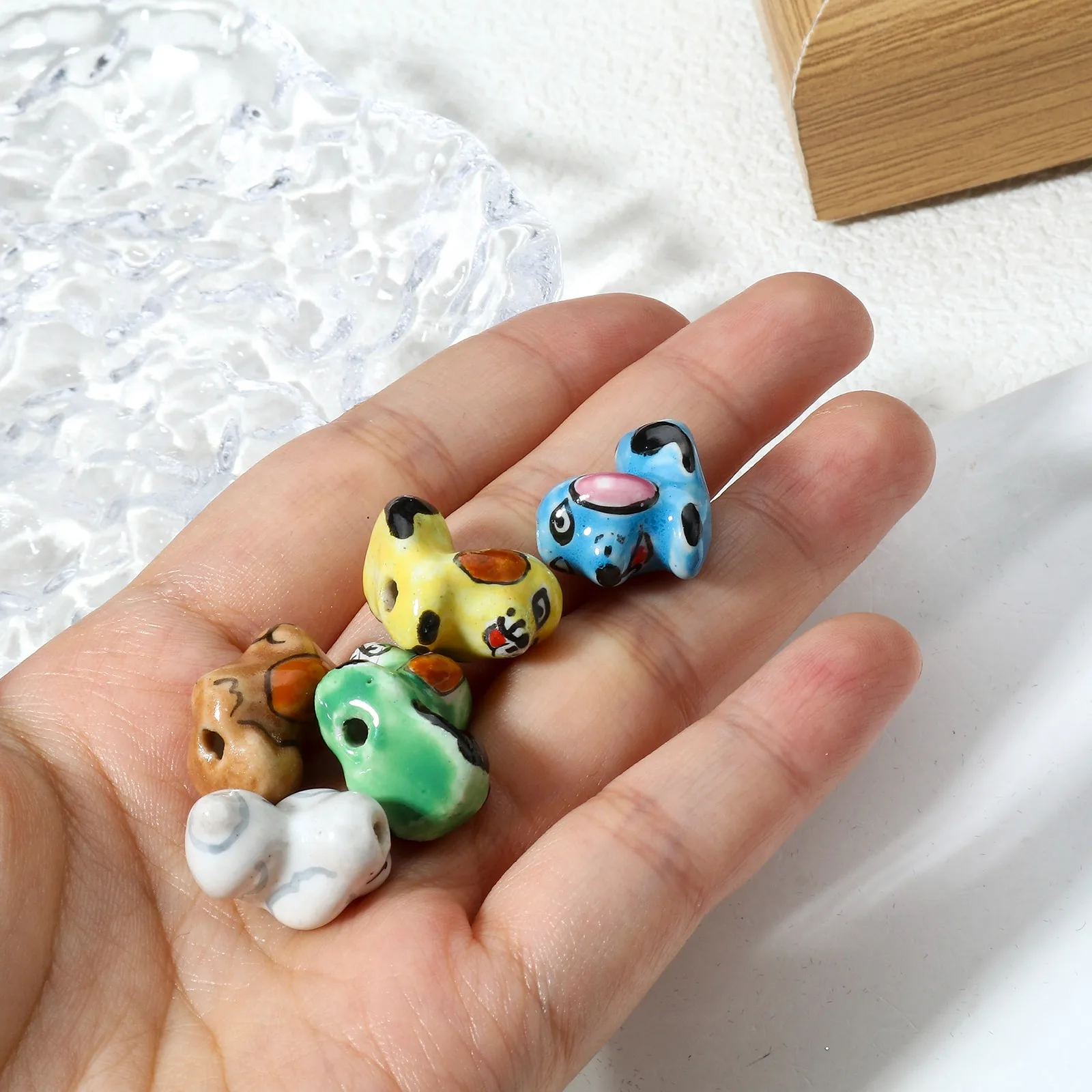 5pcs Multicolor 3D Ceramic Beads Dog Animal Spacer Beads For DIY Jewelry Making Necklace Bracelets For Women Jewelry Findings