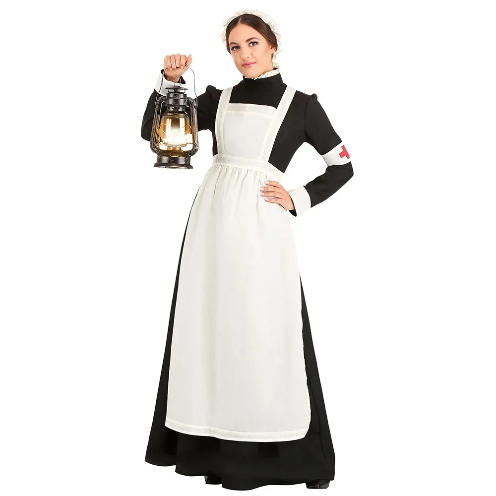 Costume d'infirmière médiévale pour Halloween Cosplay, nonne