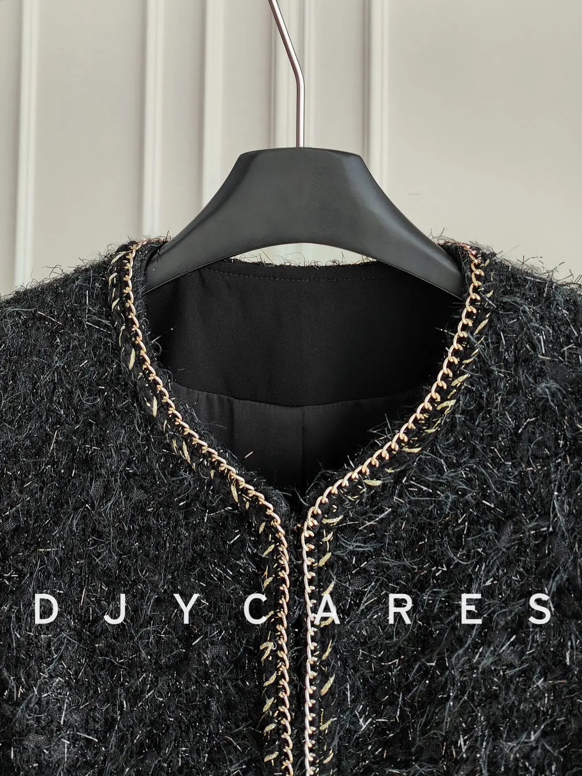 New Luxury chain lace black tassel small fragrant style slimming jacket big size