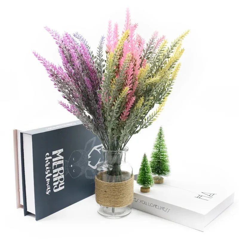 Plantas artificiales para álbumes de recortes, jarrones de lavanda de plástico, decoración del hogar, maceta ornamental para jardín, flores decorativas baratas para boda