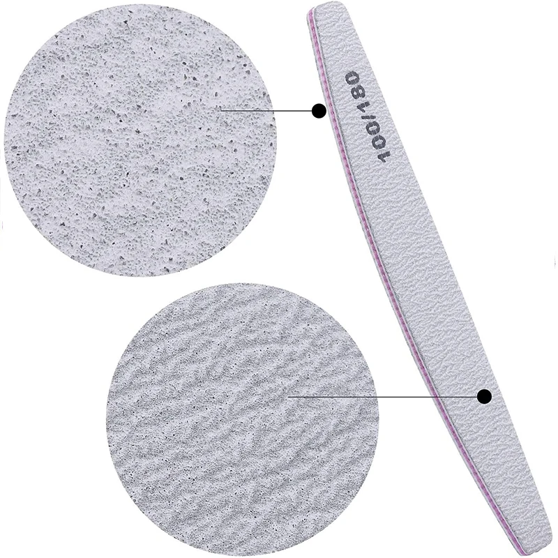 8Pcs/Set Professional 100/180 Half Moon Nail File Sandpaper Nail Sanding Blocks Grinding Polishing Manicure Care Tools