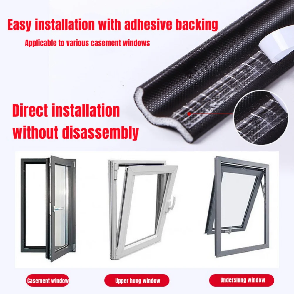 6M Casement Door Window Sealing Strip S Type For Soundproof Foam Tape Weather Stripping Dustproof Windproof Gap Filler Artifact