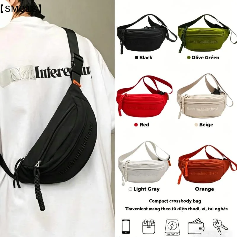 Unisex Canvas Crossbody Bag Fashionable Compact With Multiple Convenient Compartments Suitable School And Casual Outings【SMQ】
