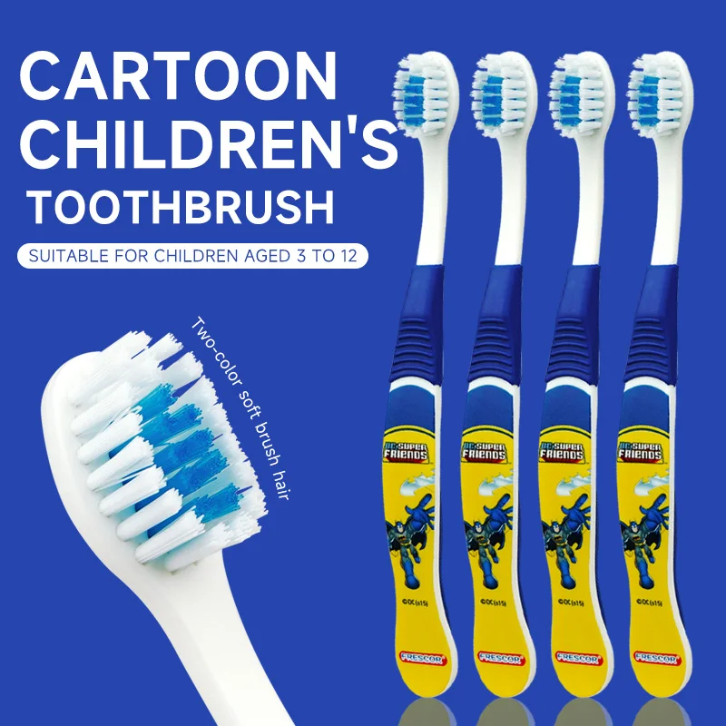Cartoon children's soft fur toothbrush for gentle oral hygiene in children aged 3-12
