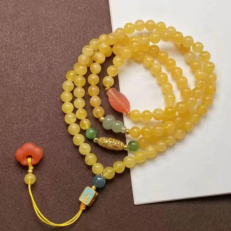 Natural Russian New Material Amber Beads Multi-Loop Bracelet Fashion Versatile