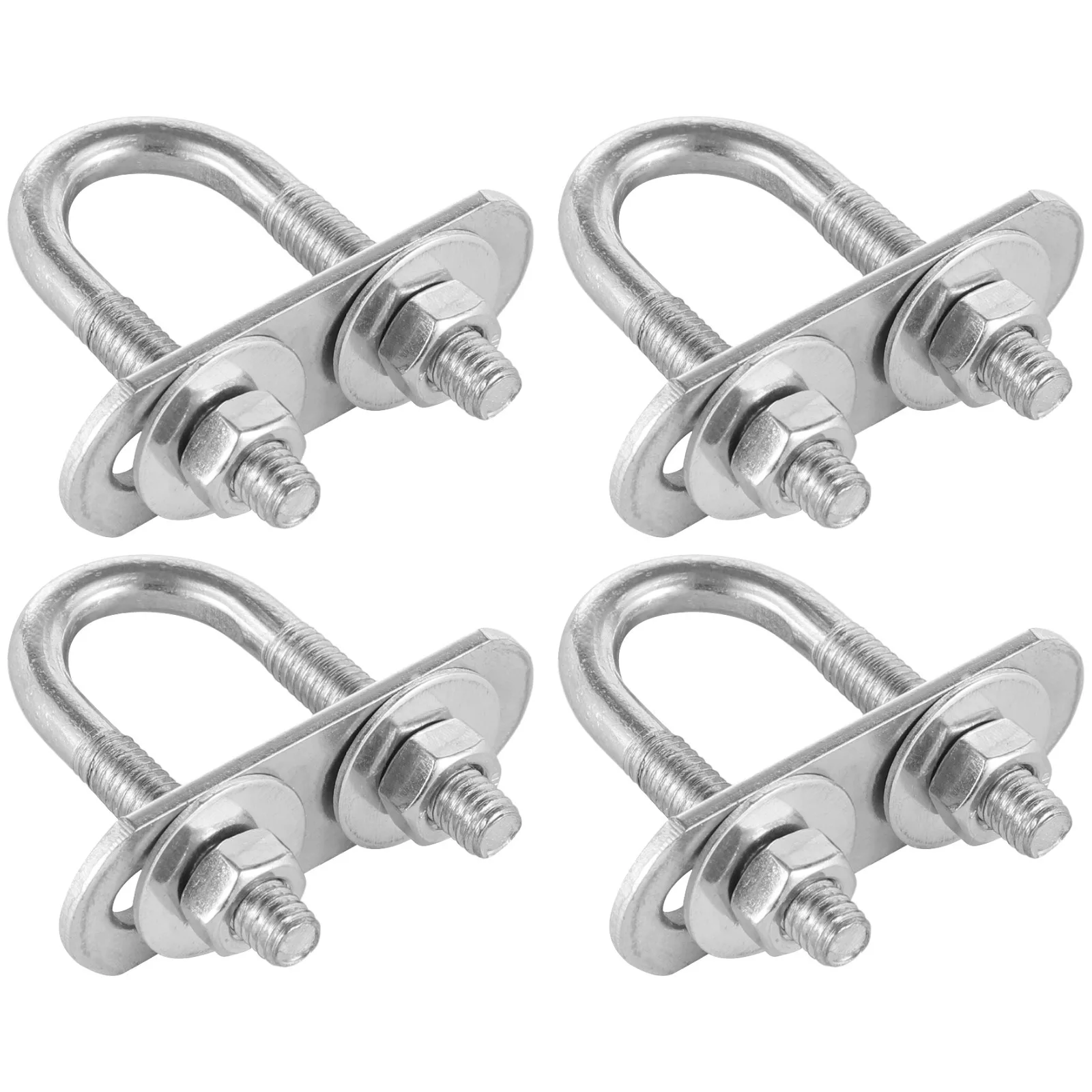 4Pcs/Set Round U Bolts M6 Stainless Steel U Clamp Bolts With Nuts And Frame Plates Sturdy Round U Bolts For Boat Trailer Tube