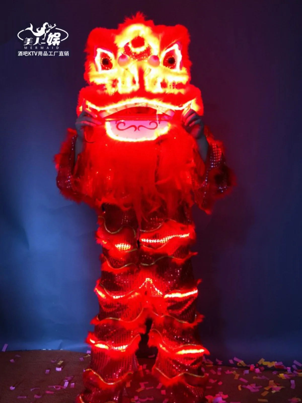 Christmas Advertising Cosplay Lion Dance Mascot Costumes LED Light Lion Costume Chinese Folk Parade Red Halloween Carnival Fanc