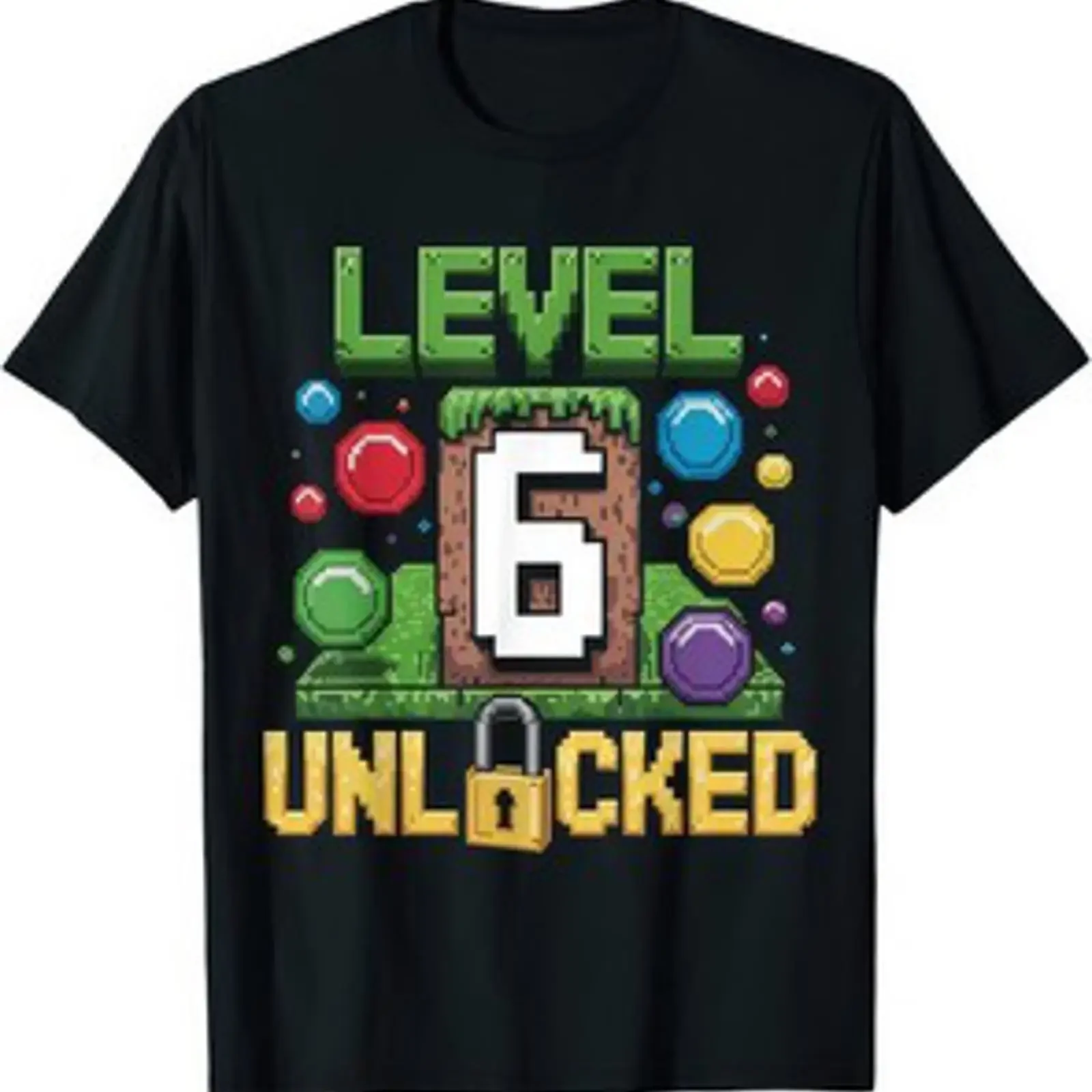 Level 6 Unlocked Kindergeburtstag T Shirt vintage Washed Top For Everyday Wear Stylish Breathable Slightly Casual Versatile