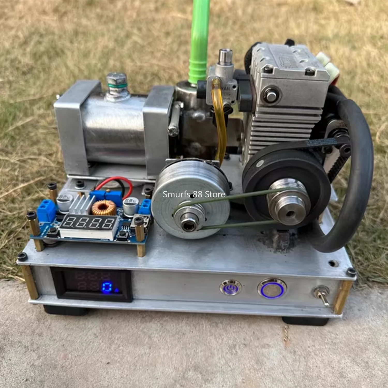 Metal Engine Model Twin Cylinder Four Stroke Engine Model Generator with Metal Base and Display Experimental Model Toy