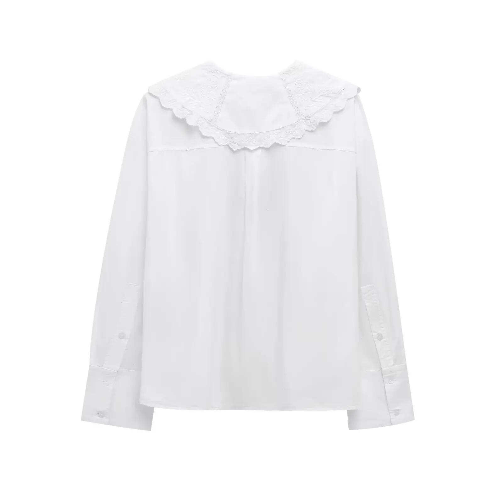 TAOP&ZA Women's 2025 Spring New Small Round Lapel Poplin Comfortable Long Sleeve Shirt 0881001