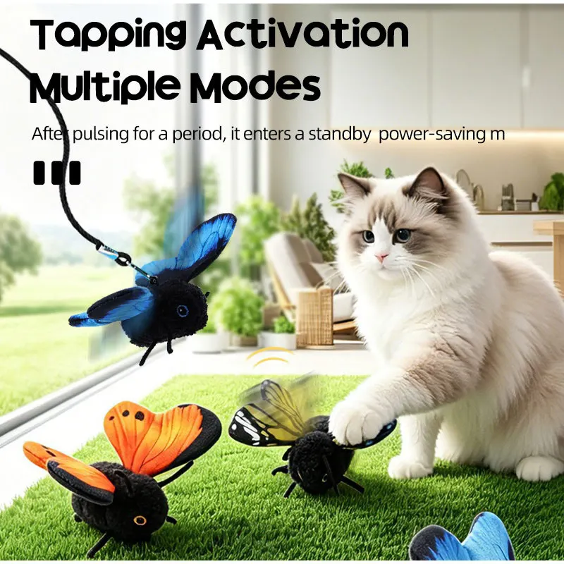 Pet Intelligent Sensing Wings Can Flap Butterfly Shaped Toys Realistic Design Cat Interactive Toys Increase The Fun Cat Activity