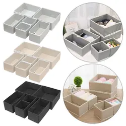 6Pcs/Set S/M/L Cloth Storage Box Foldable Underwear Bra Socks Organizer Box Non-woven With Zipper Clothes Organization Drawer