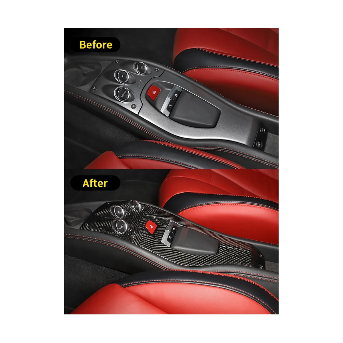 For Ferrari 458 2011-2016 Dry Carbon Fiber Car Central Control Gear Shift Panel Cover Trim Decoration Accessories