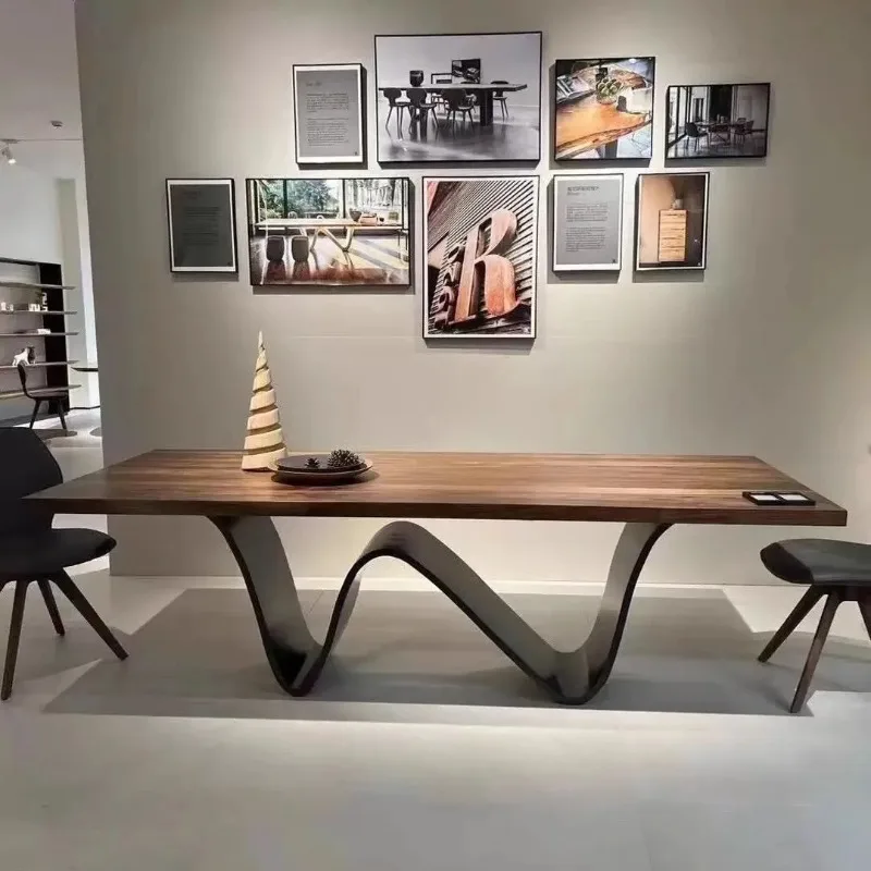 H*-Medieval style solid wood desk log large board table simple designer negotiation table creative conference table.