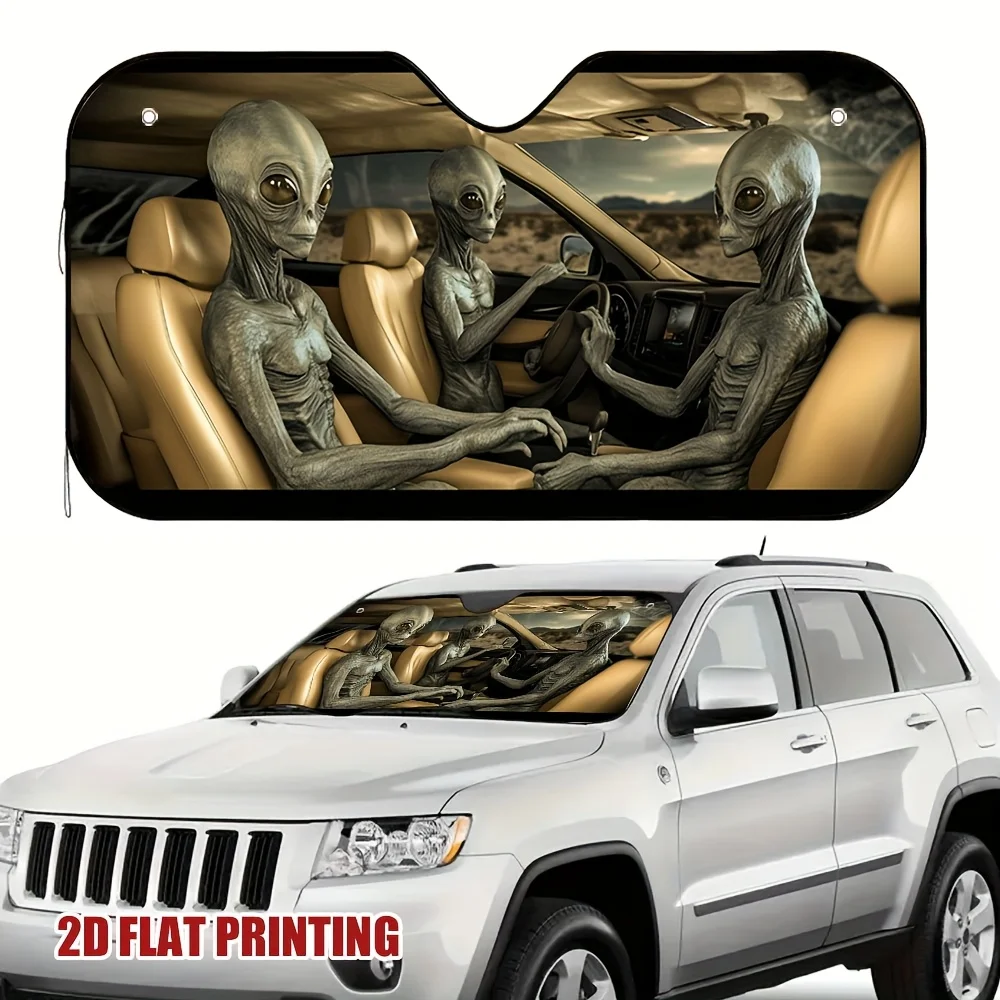 1pc Aliens Road Trip Efficient Car Sun Shade, Suitable For Family Cars, A Must-Have For Road Trips